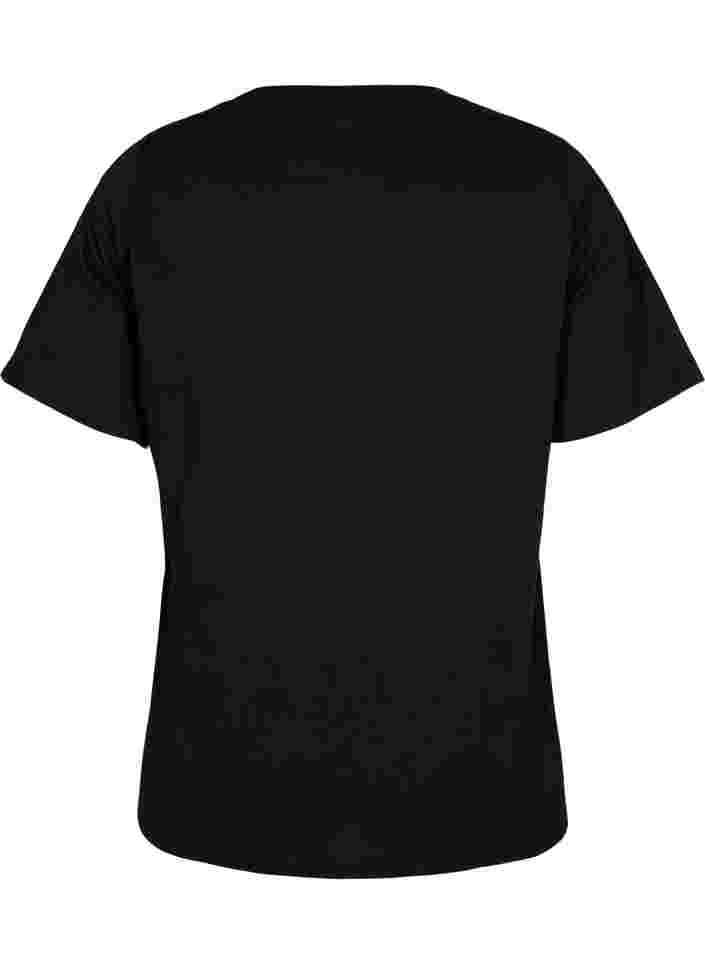 T-shirt med nitter i økologisk bomuld, Black Star , Packshot image number 1