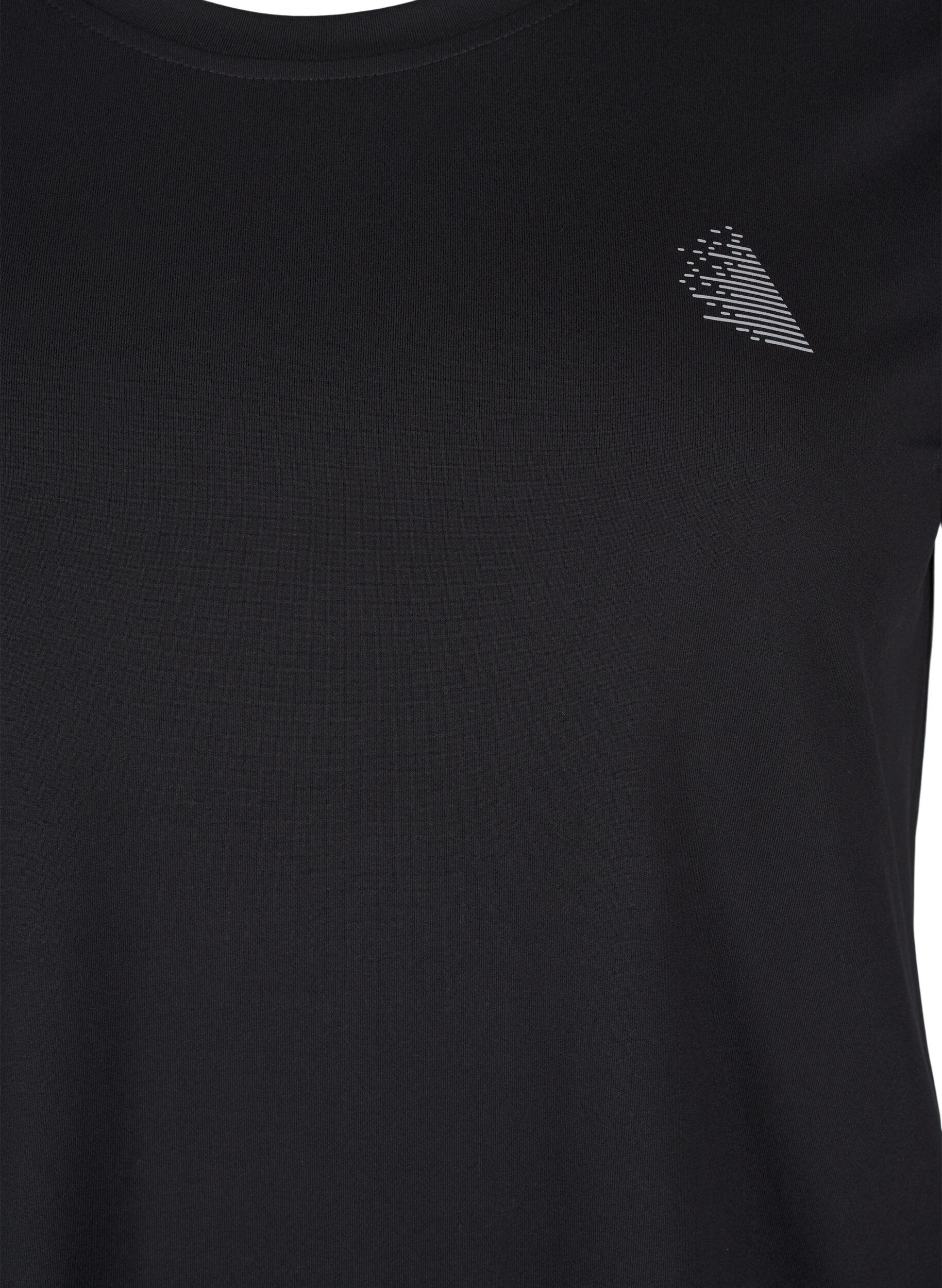 Zizzi Slim fit tr&aelig;nings t-shirt med rund hals, Black, Packshot image number 2