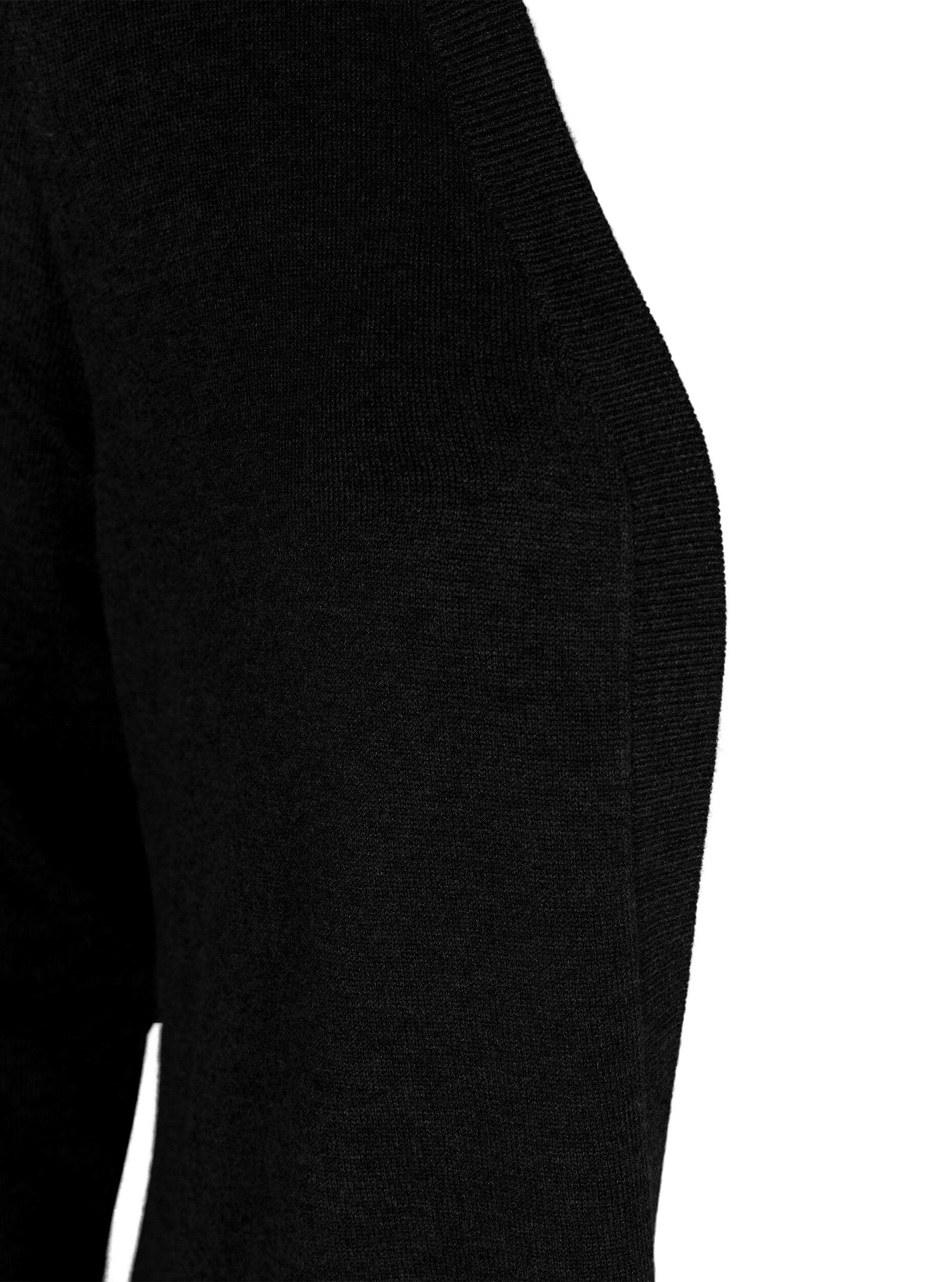 ZizziLang strikcardigan i viskosemix., Sort, Packshot image number 2