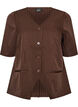 N&aring;lestribet bluse med rhinsten og knapper, Brun, Packshot image number 0