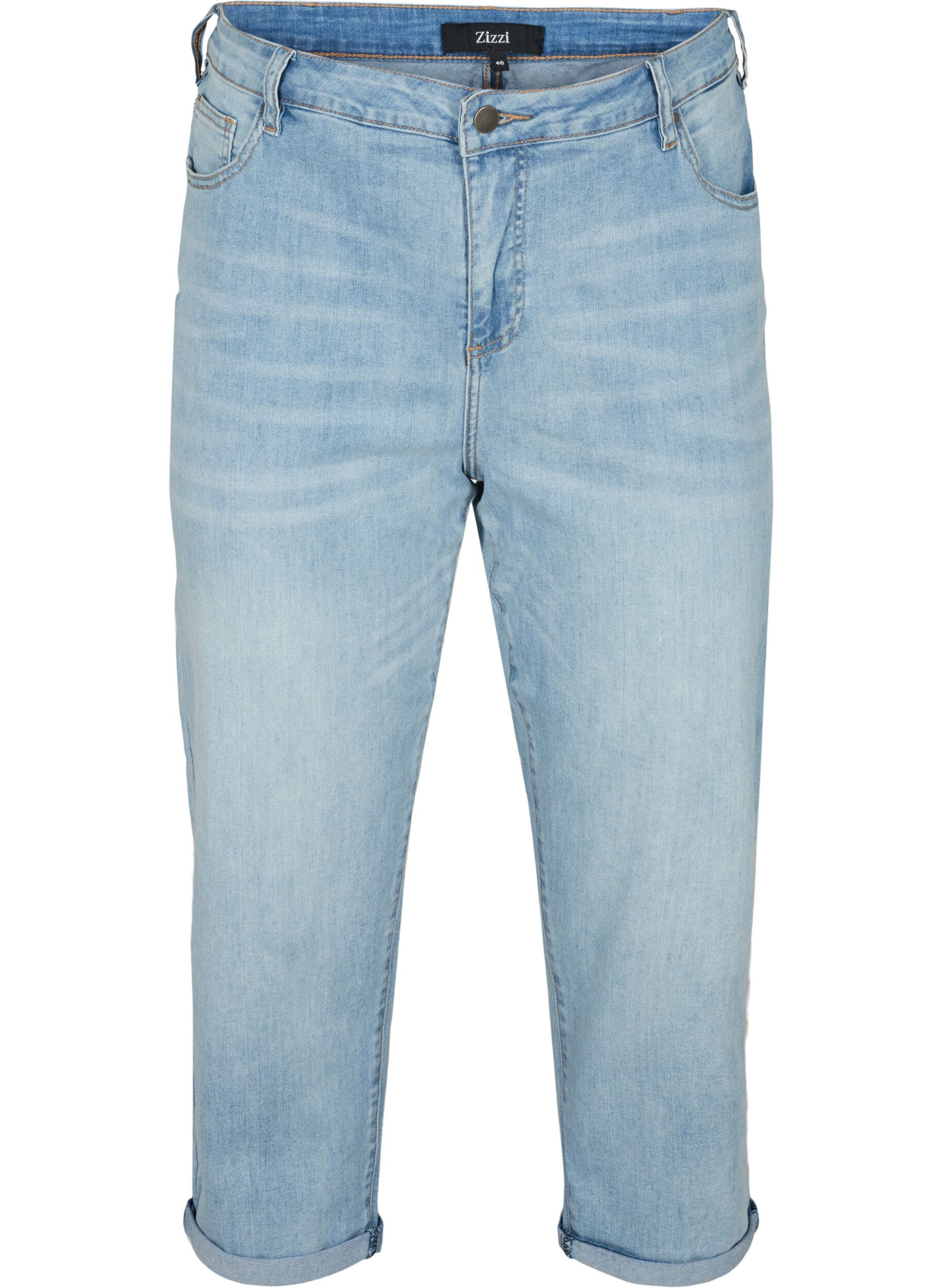 7/8 jeans med opsm&oslash;g og h&oslash;j talje