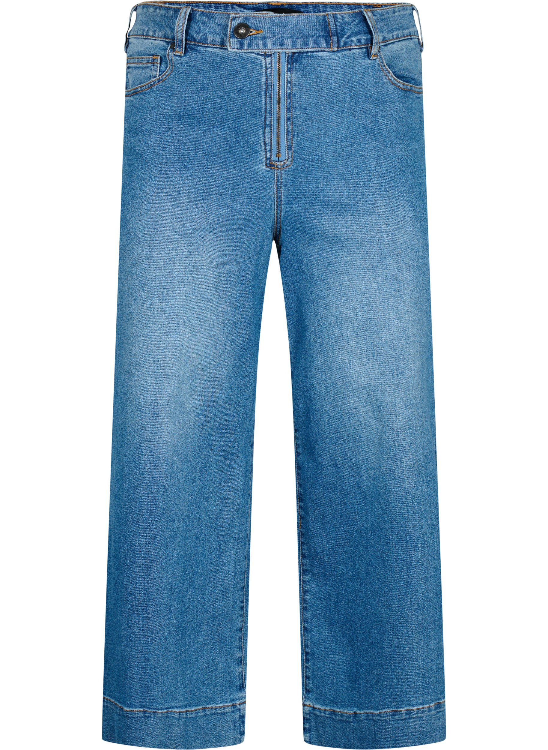 Zizzi Cropped jeans med vidde, Bl&aring;, Packshot image number 0