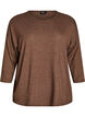Jerseybluse med 3/4 &aelig;rmer, Brun, Packshot image number 0