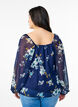 Chiffonbluse med blomster og lange &aelig;rmer, Bl&aring;, Model image number 2