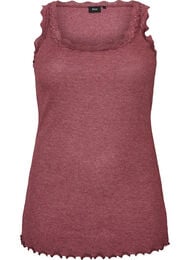 Ribtop med blondekant, R&oslash;d