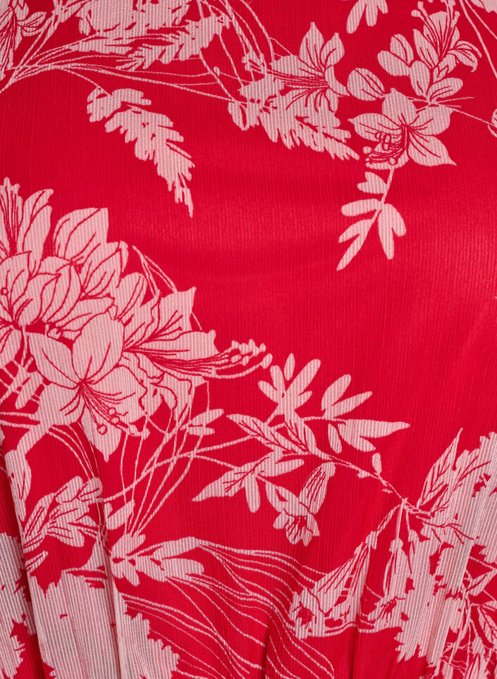 Lang chiffonkjole med blomsterprint, Red Flower AOP, Packshot image number 2