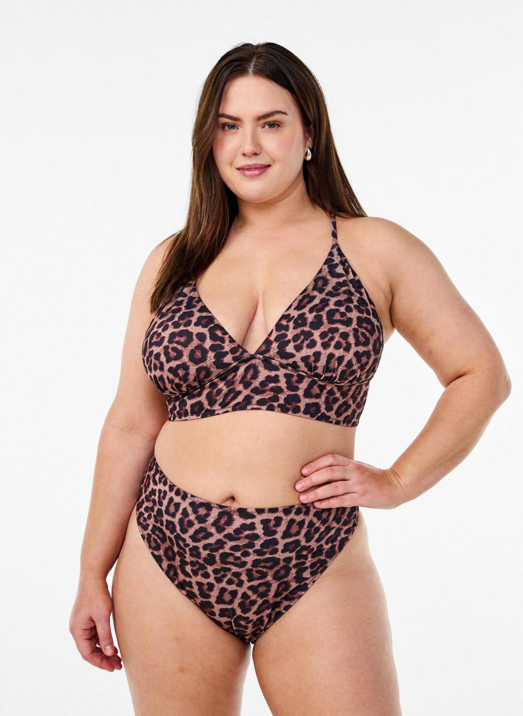 Leopard bikini g-streng, Brun, Model