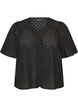 Bluse i broderie anglaise med knaplukning, Sort, Packshot image number 0