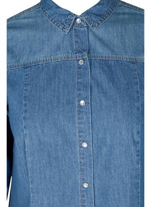 Lang denimskjorte i bomuld, Blue denim, Packshot image number 2