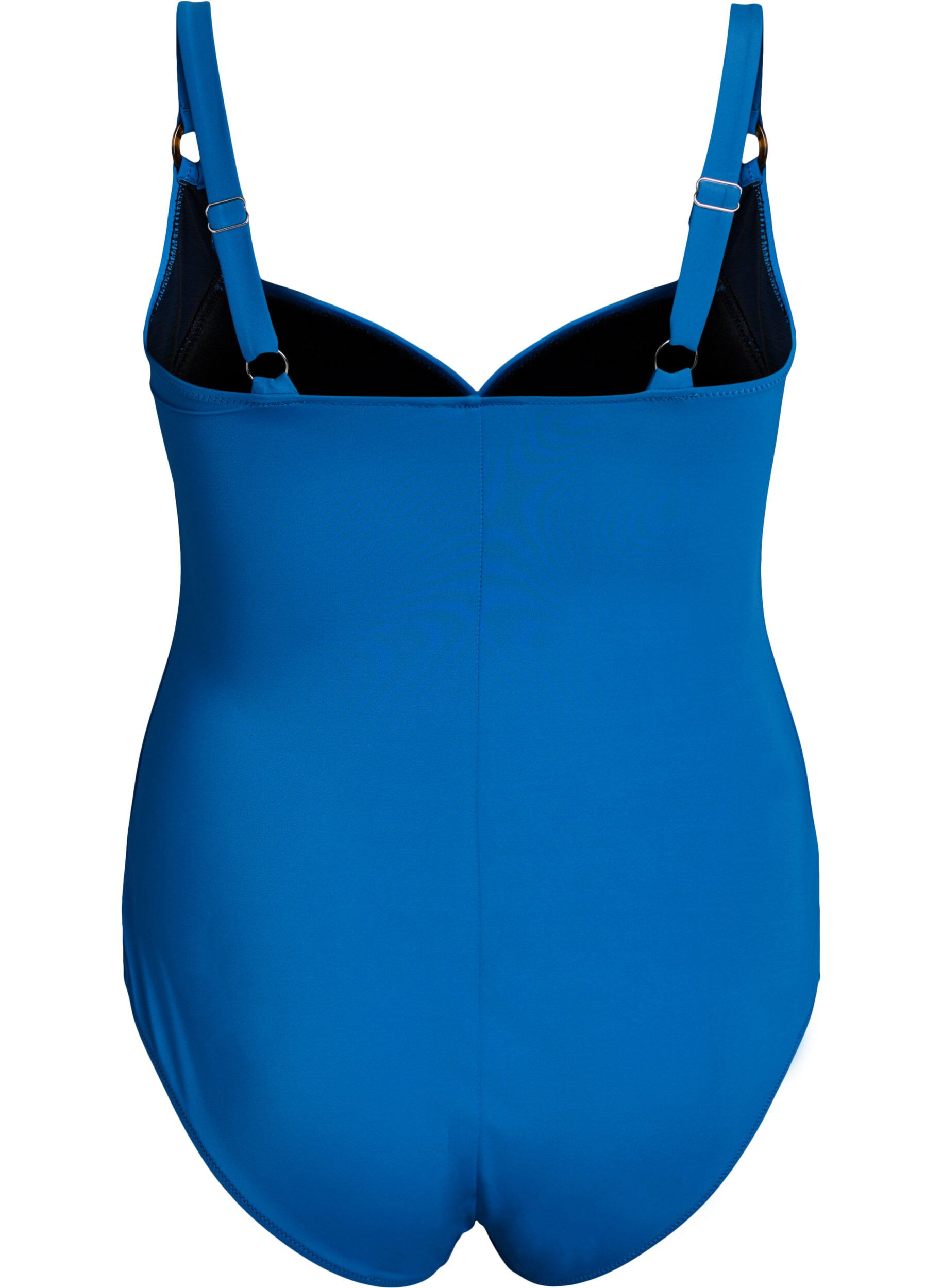 ZizziVatteret badedragt med draperinger, Bl&aring;, Packshot image number 1
