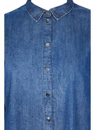 Denim skjortekjole i bomuld, Dark blue denim, Packshot image number 2