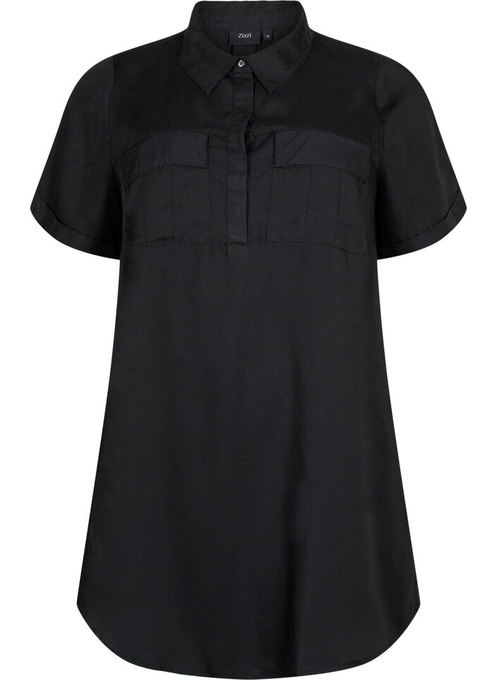 Kortærmet tunika i lyocell (TENCEL™), Black, Packshot image number 0