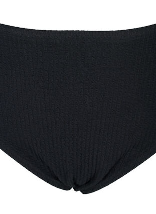 Højtaljet bikini trusse med crepe struktur, Black, Packshot image number 2