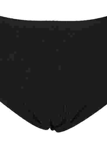 Højtaljet bikini trusse med crepe struktur, Black, Packshot image number 2