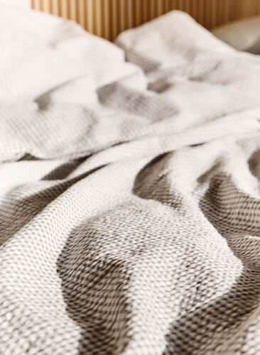 Ternet sengesæt i bomuld, Grey/White Check, Image image number 1