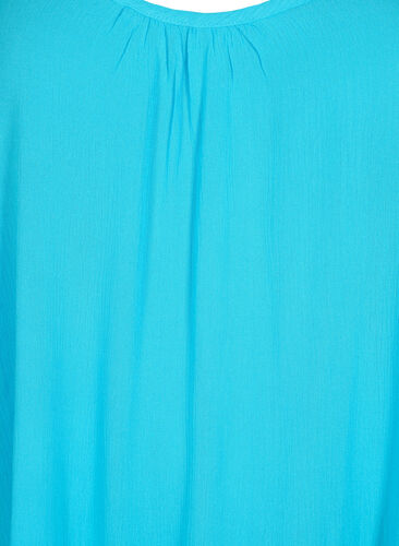 Ensfarvet strop kjole i viskose, Blue Atoll, Packshot image number 2