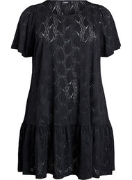 Kort jerseykjole med hulm&oslash;nster, Sort