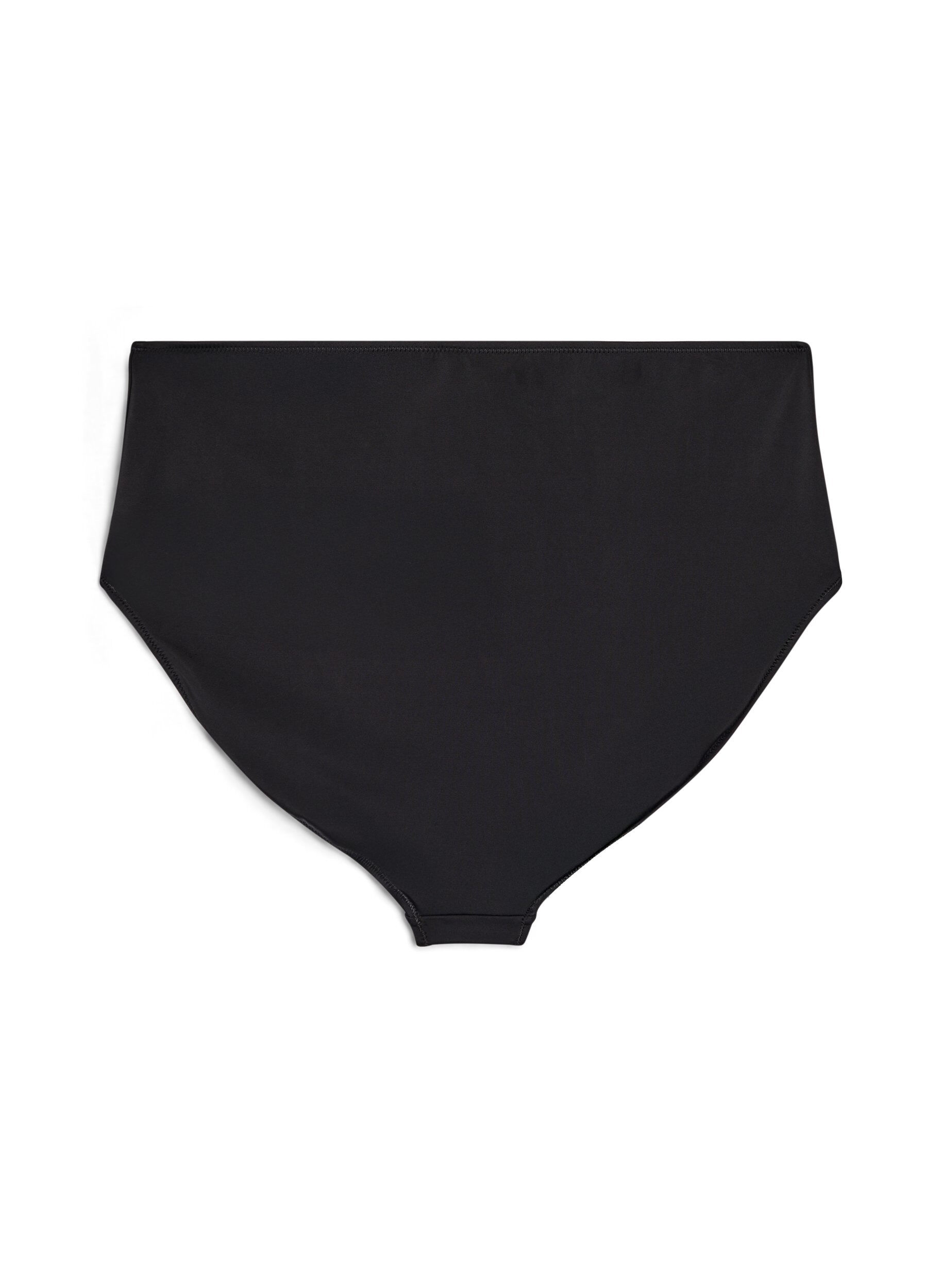 ZizziEnsfarvet bikiniunderdel med h&oslash;j talje, Sort, Packshot image number 1