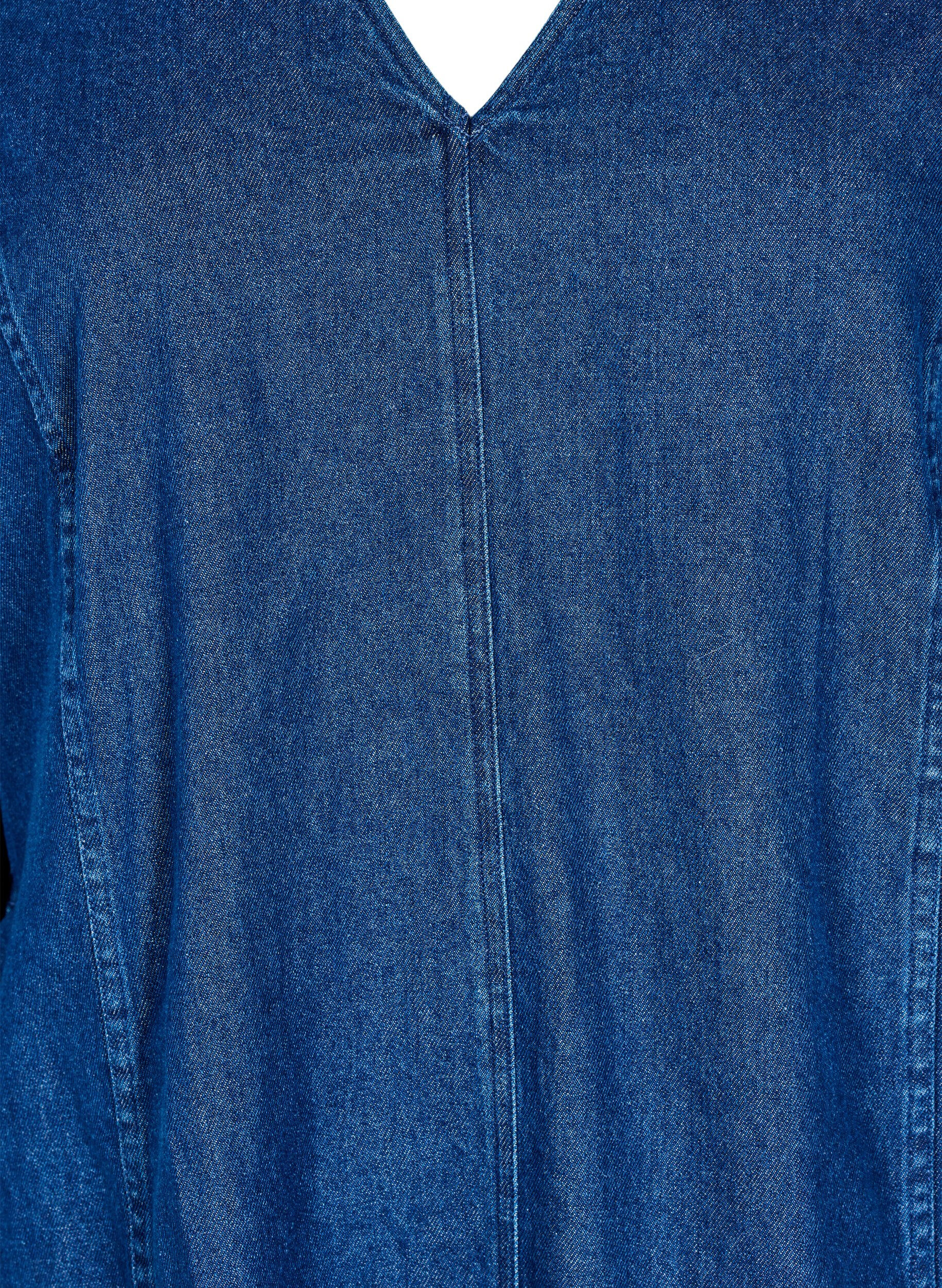 ZizziKort denimkjole med 3/4 &aelig;rmer, Bl&aring;, Packshot image number 2