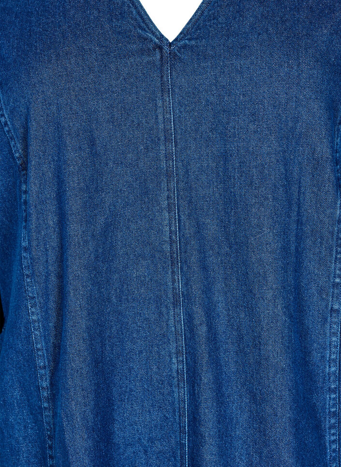 Kort denimkjole med 3/4 &aelig;rmer, Bl&aring;, Packshot image number 2