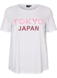 T-shirt med motiv, Hvid