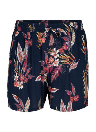 Løse viskose shorts med blomsterprint, Indian Summer Flower, Packshot image number 0