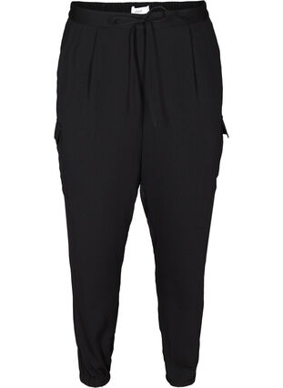Løse bukser med side lommer, Black, Packshot image number 0