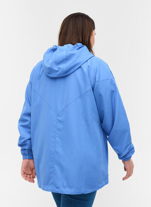 Kort jakke med hætte og justerbar bund, Ultramarine, Model image number 1