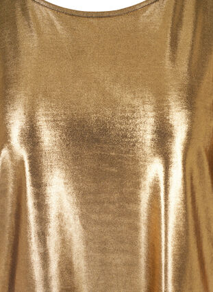 Shiny bluse med 3/4 pufærmer, Gold, Packshot image number 2