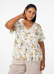 Bluse i h&oslash;r og viskose med V-udsk&aelig;ring og knaplukning, Hvid, Model image number 0