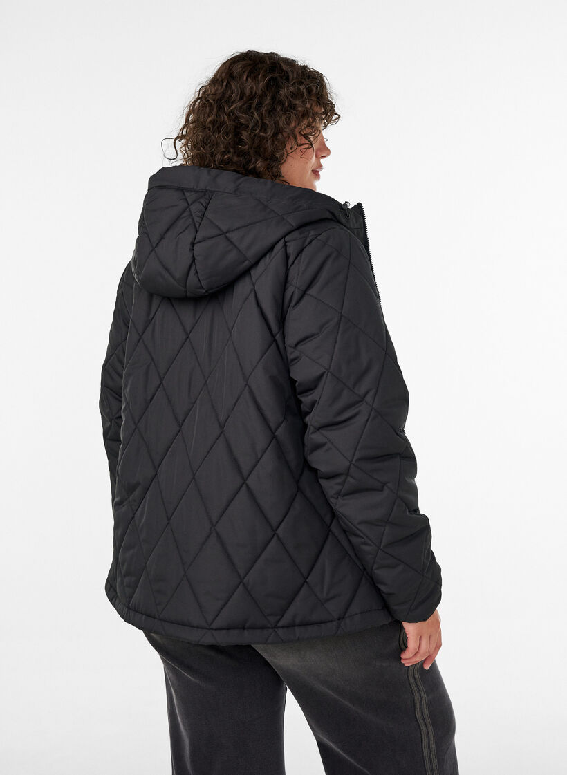 Let vatteret jakke med diamantquilt, Sort, Model image number 2