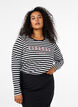 Bluse med striber og motiv, White w.Black Stripe, Model image number 0
