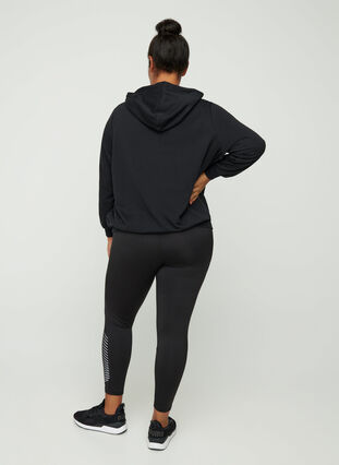 Sweatshirt med hætte og print, Black, Model image number 1