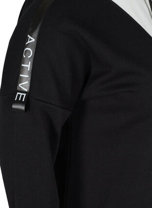 Sweatshirt med hætte og lynlås, Black White, Packshot image number 3