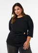 Bluse med asymmetrisk drapering og 3/4 &aelig;rmer, Sort, Model image number 0