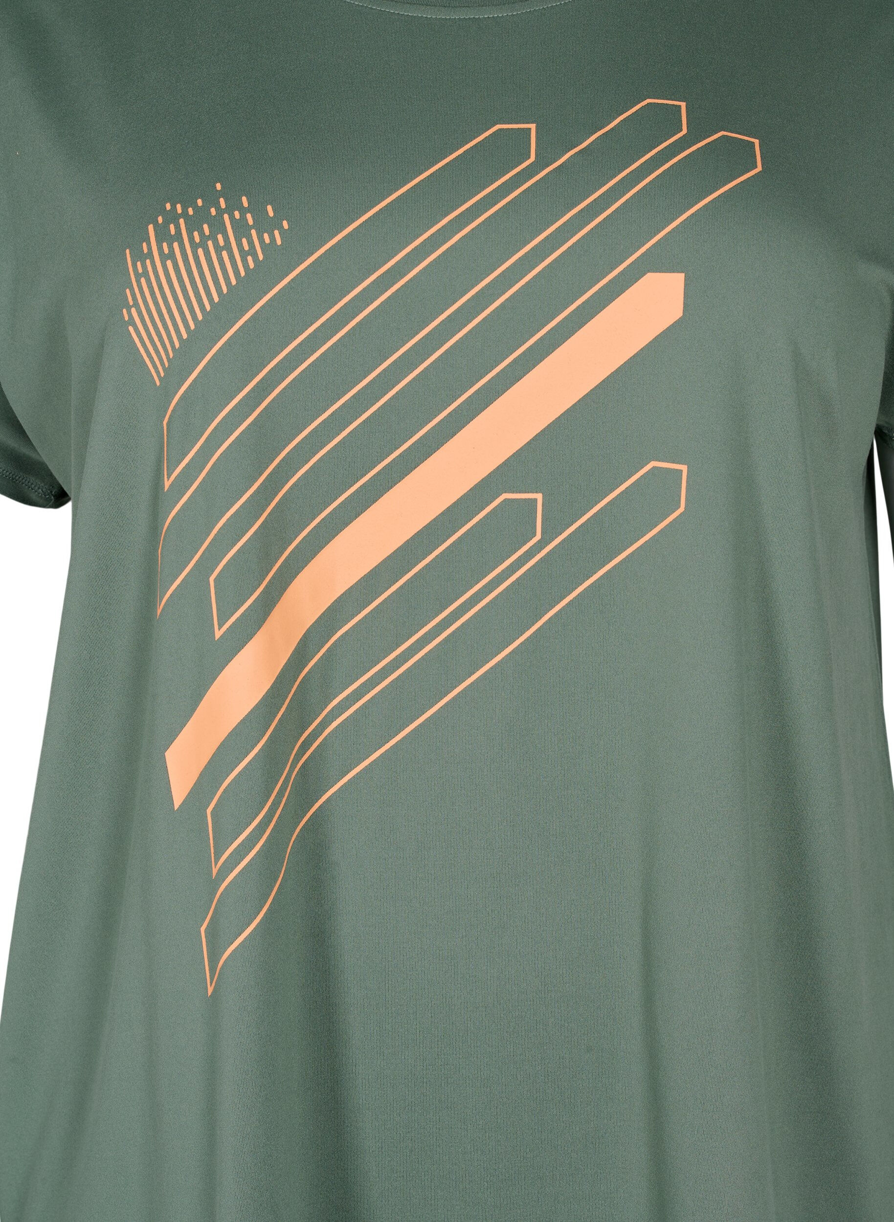 Zizzi Kort&aelig;rmet tr&aelig;nings t-shirt med print, Laurel W. w. Print, Packshot image number 2