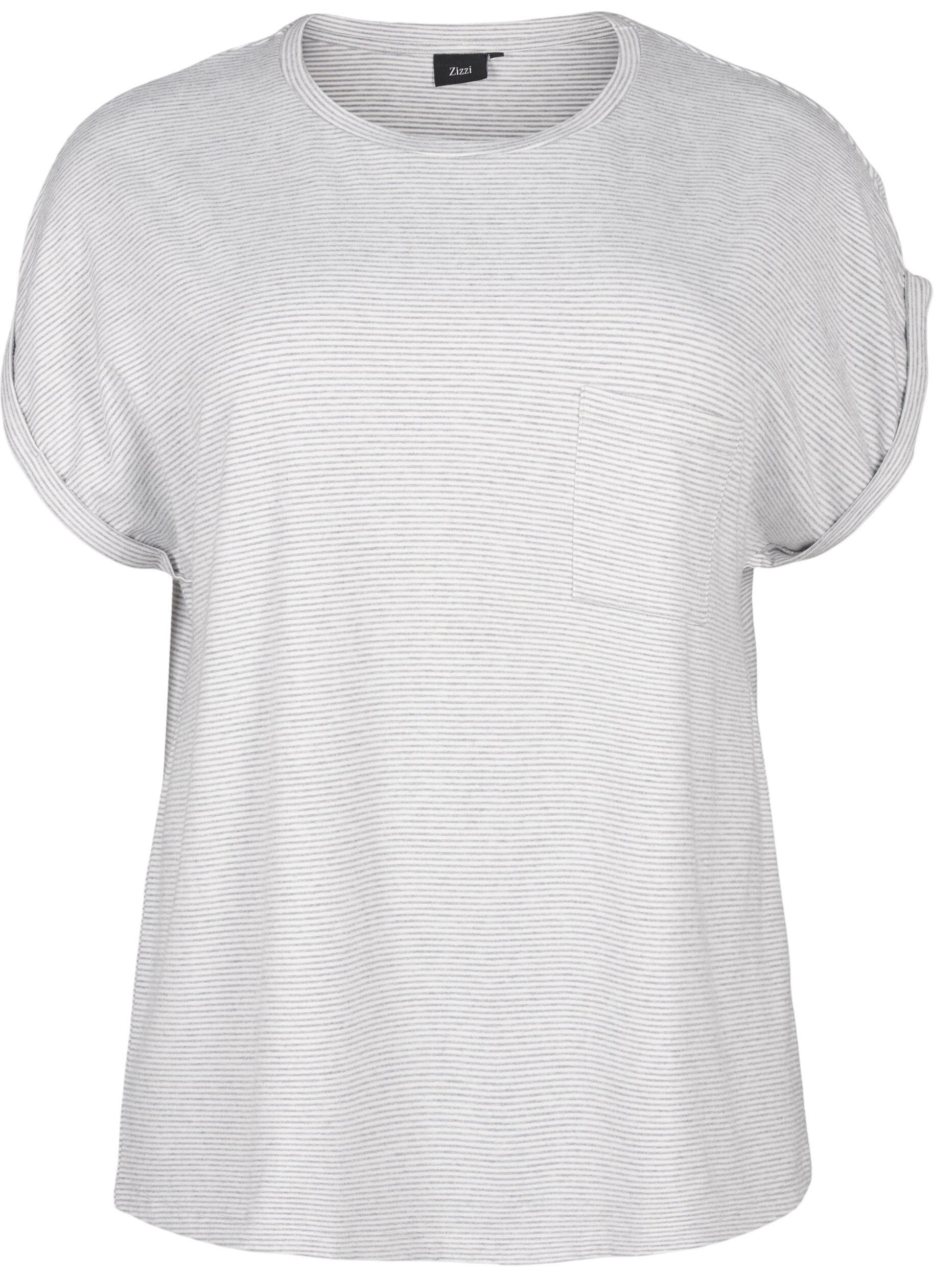 Stribet natbluse med korte &aelig;rmer