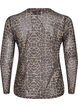 Mesh bluse med leopard mønster, Brun, Packshot image number 1
