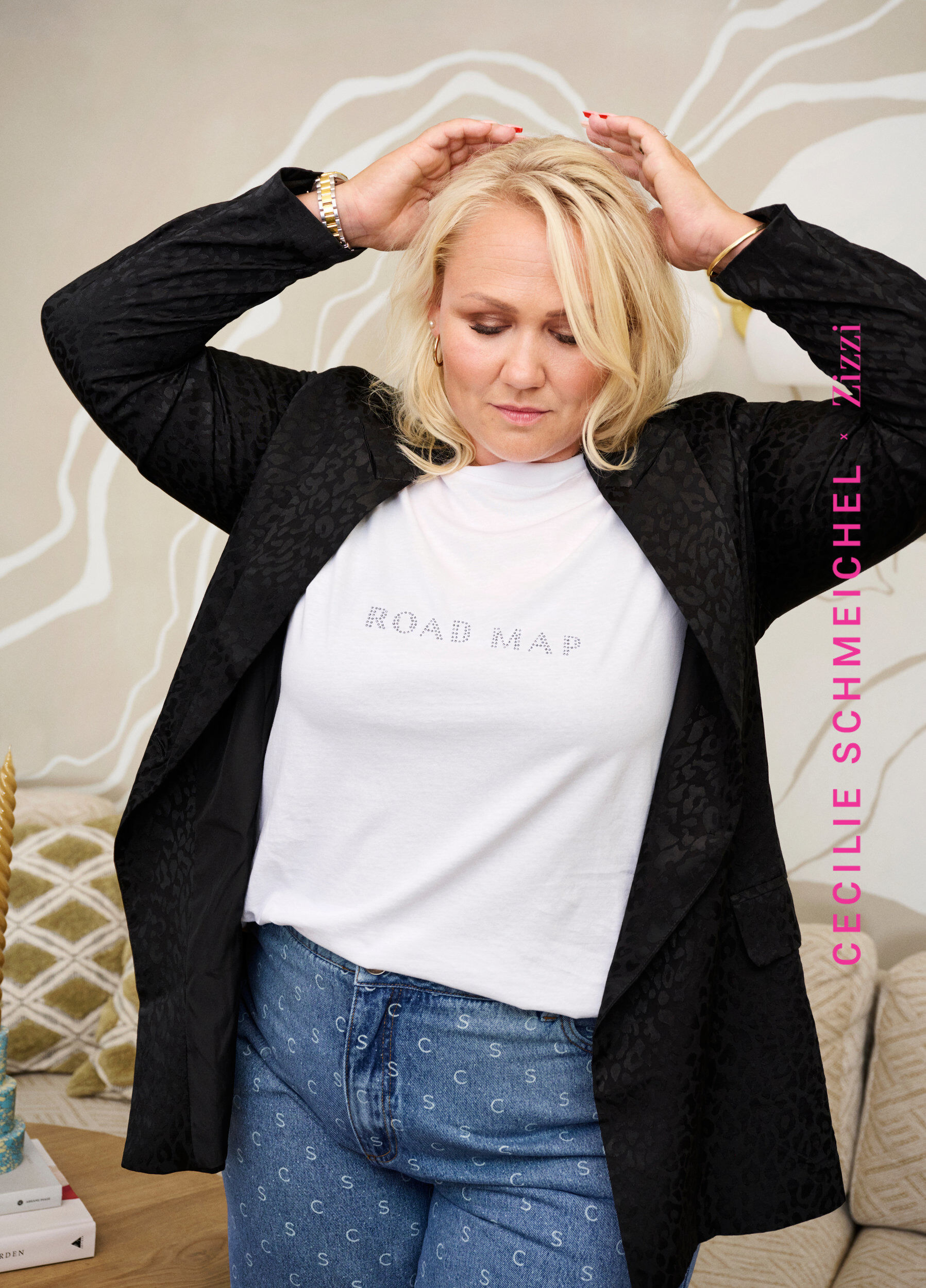 Zizzi T-shirt i &oslash;kologisk bomuld med similisten, White, Image image number 0