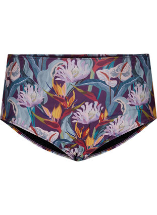 Højtaljet bikini underdel med print, Deep Tropical Print, Packshot image number 0