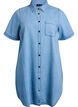 Denim skjortekjole med korte &aelig;rmer, Bl&aring;, Packshot image number 0