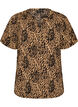 Bluse med korte &aelig;rmer og v-udsk&aelig;ring , Brun, Packshot image number 0