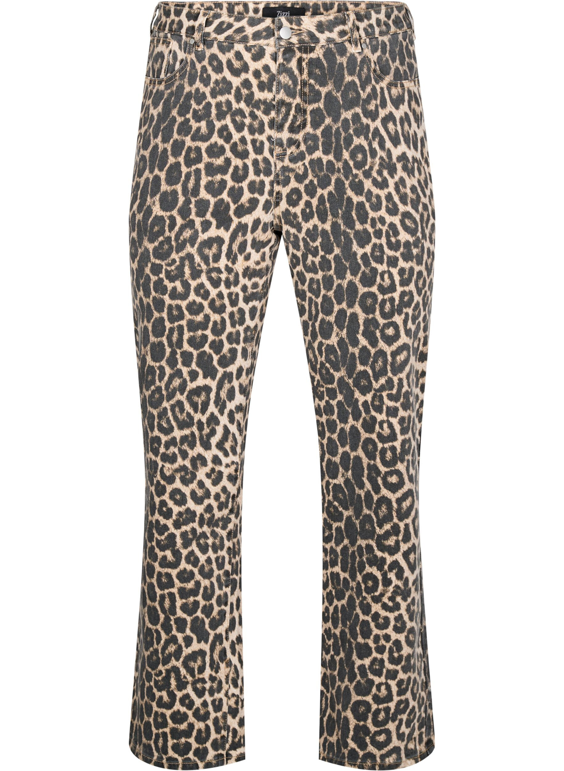 Regular fit jeans med leopardm&oslash;nster