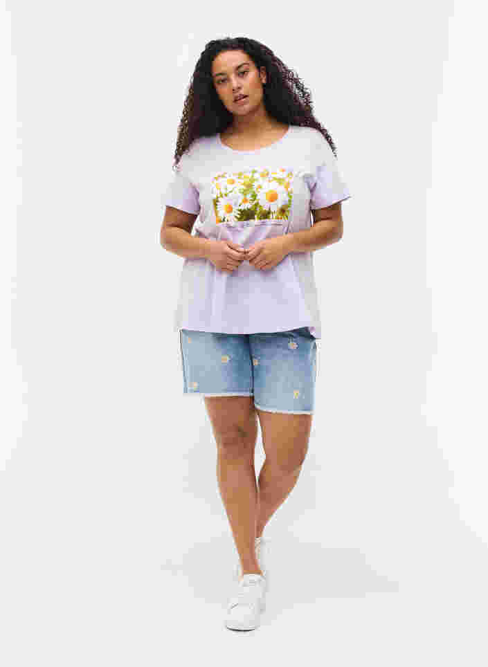 Bomulds t-shirt med a-form og tryk , Thistle Fl. Picture, Model image number 2