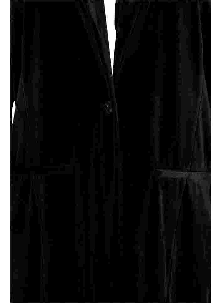 Lang blazer i velour, Black, Packshot image number 2