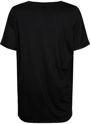 Ensfarvet oversize t-shirt med v-hals, Black, Packshot image number 1