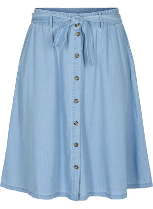 Løs denim nederdel med knapper, Light blue denim, Packshot image number 0