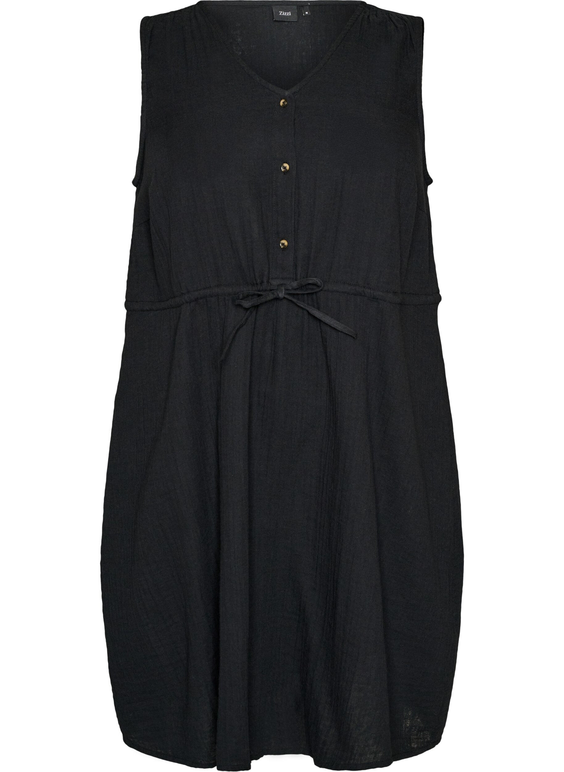 &AElig;rmel&oslash;s kjole i bomuldsmusselin med bindeb&aring;nd