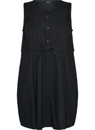 &AElig;rmel&oslash;s kjole i bomuldsmusselin med bindeb&aring;nd, Sort