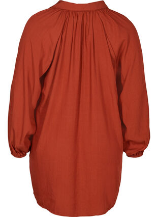 Langærmet tunika med v-hals, Burnt Henna, Packshot image number 1